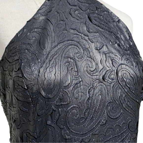 NWT $289 W by Worth Metallic Navy Paisley Halter Dress - Size 8 - Picture 8 of 11